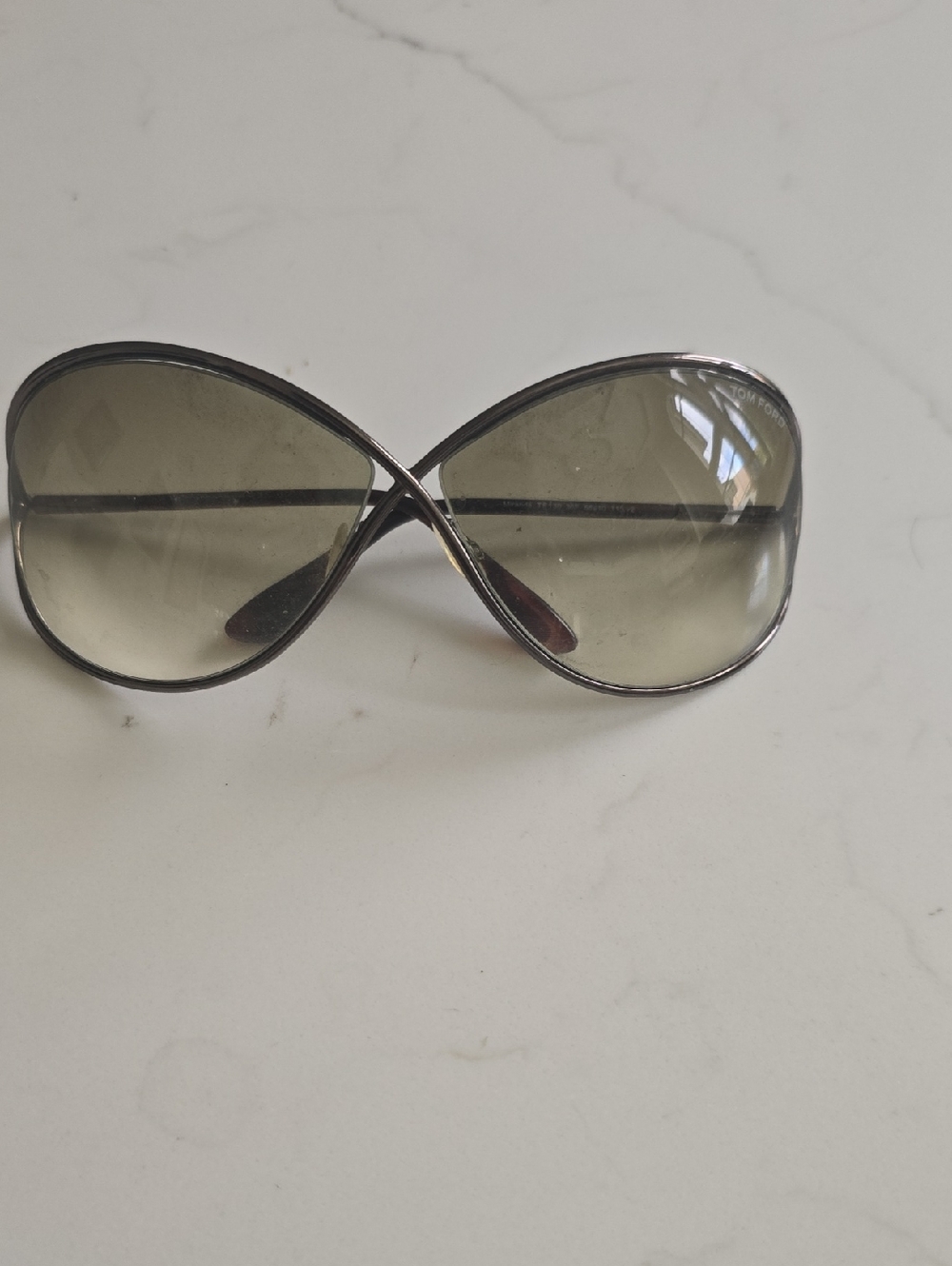 Tom Ford Oversized Black Frame Sunglasses with Gray Gradient Lenses